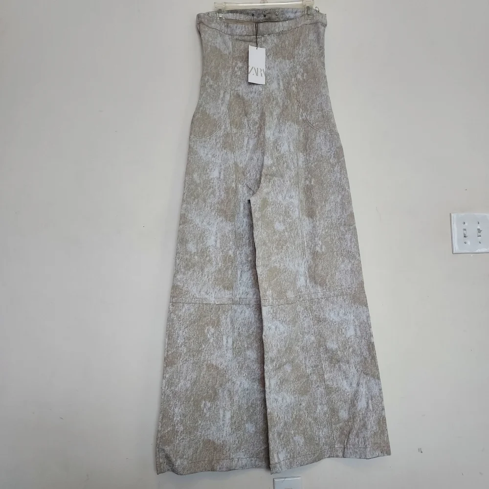 Zara Printed Linen Blend Jumpsuit